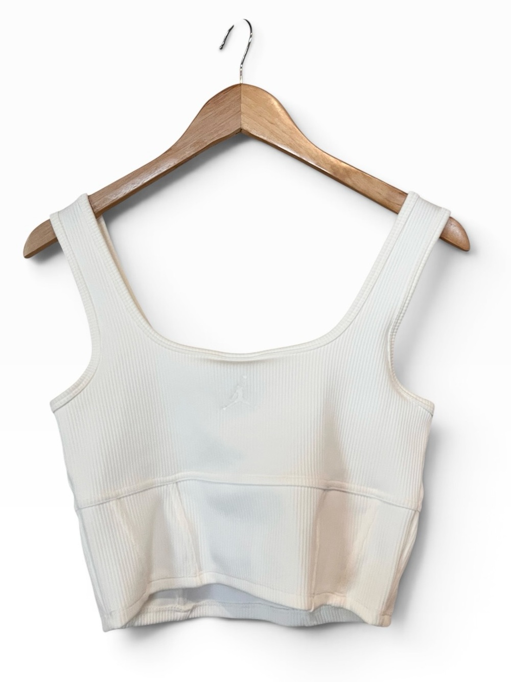 Jordan Ivory Ribbed Rounded Square Neck Cropped Tank Top NWT $62 - Picture 2 of 8